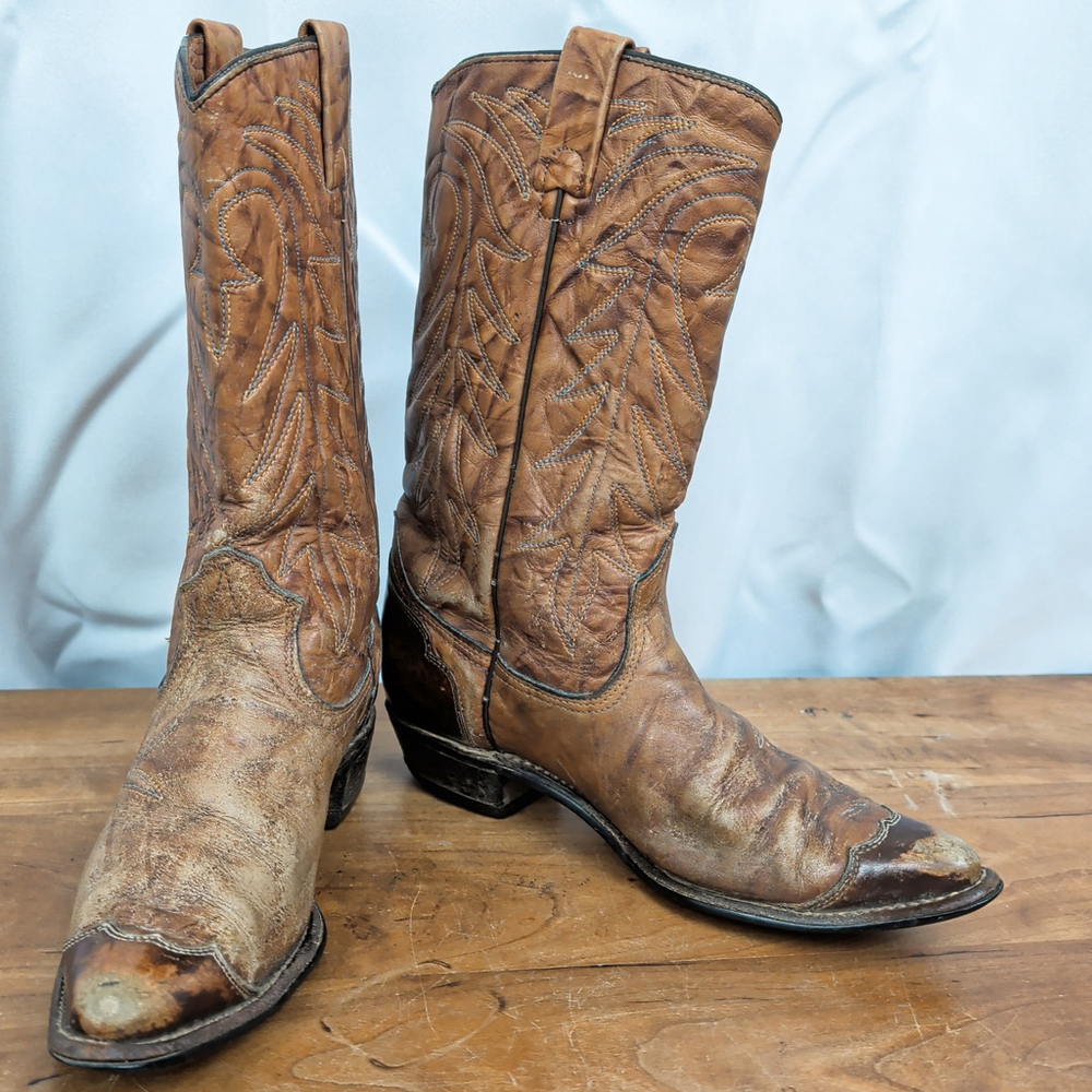 Ladies' Vintage Distressed Leather Texas Western Boots 8N